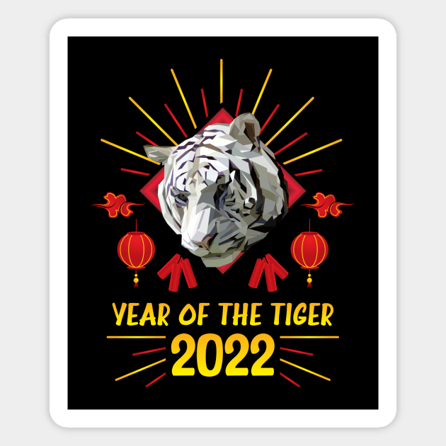 Good Luck Zodiac Happy Chinese New Year of the Tiger 2022 Magnet by jodotodesign